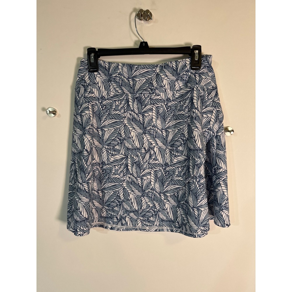 Eddie Bauer Blue White Leaf Print Active Skort Womens Medium Hiking Golf Skirt